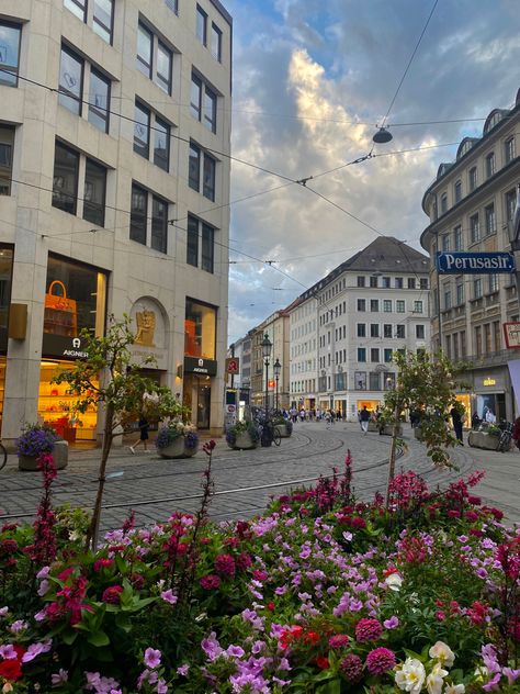 munich old town in germany. european old city architecture aesthetic. big city with tram Travelling In Germany, European Cities Aesthetic, Germany Town Aesthetic, Germany Trip Aesthetic, Germany Culture Aesthetic, Travel Germany Aesthetic, German Town Aesthetic, Germany Munich Aesthetic, Travel Aesthetic Germany