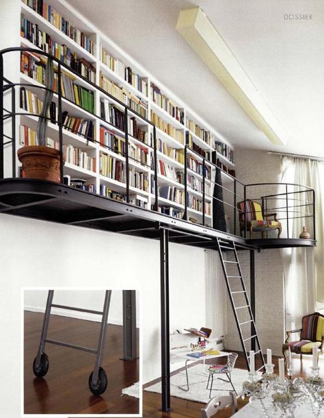 Mezzanine Floor Ideas, Library Loft, Home Library Decor, Loft Office, Home Library Design, Casa Container, Home Libraries, Bedroom Loft, Trendy Home