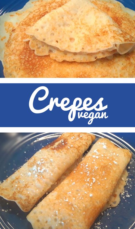 The best breakfast item in the entire world, these vegan crepes are also perfect for dessert! Crepe No Egg, Crepe Recipe No Egg, No Egg Crepe Recipe, Crepes Easy, Vegan Breakfast Recipes Healthy, Raw Vegan Breakfast, Quick Vegan Breakfast, Vegan Breakfast Recipes Easy, Quiche Vegan