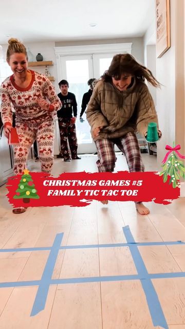 Tic Tac Toe Cup Game, Roll The Can Christmas Game, Tic Tac To, Christmas Team Games For Family, Tic Tac Toe Relay Race, Tik Tok Christmas Games, Human Tic Tac Toe Game, Christmas Minute To Win It Games Group, Tik Tok Family Games