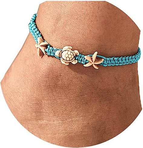 Basic Ankle Bracelet Turtle Starfish designed Bracelet Blue Navy Starfish Anklets, Star Anklet, Blue Turtle, Summer Beach Jewelry, Fox Pictures, Turtle Jewelry, Turtle Bracelet, Ankle Jewelry, Anklets Boho