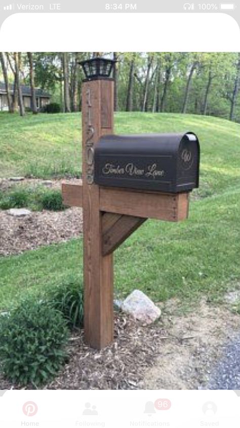 6x6 Mailbox Post, Farmhouse Mailboxes, Rustic Mailboxes, Address Decals, Mailbox Decal, Mailbox Makeover, Mailbox Landscaping, Diy Mailbox, Mailbox Ideas