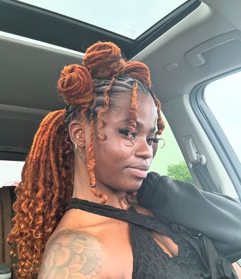 Starter Locs Women, Starter Locs Hairstyles For Women Short, Marley Twists Over Locs, Loc Retwist Styles For Women, Loc Ponytail Styles, Retwist Locs Style, Hairstyles Faux Locs, Female Dreads Hairstyles, Aquarius Hair