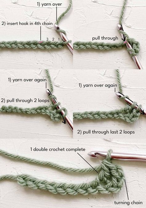 How to double crochet step-by-step tutorial. Couture, Free Crochet Blanket Patterns, Magic Circle Crochet, Crochet Trendy, Trendy Blanket, Easy Beginner Crochet Patterns, Circle Crochet, Blanket Stitches, Beginning Crochet