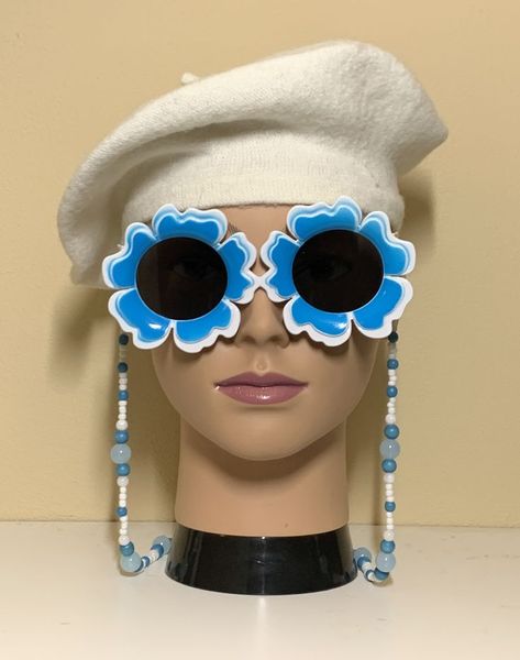 Krewe of Iris Sunglasses Sunglasses, Daisy Sunglasses, Im Blue, Mardi Gras, Round Sunglasses, Close Up, Daisy, Chain, Blue