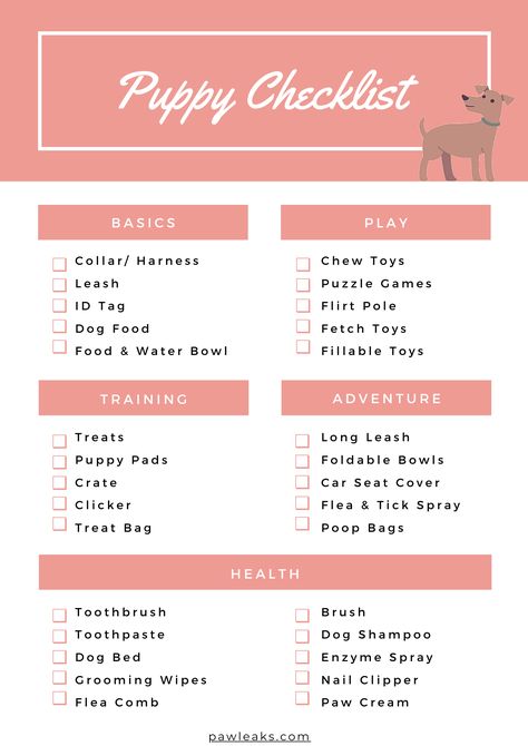 This ultimate puppy checklist includes all the essential things you will need for your new puppy. When bring home a puppy for the first time, you will want to be prepared. Click on the image to not only download this checklist but to also get tips on how to puppy proof your home. You will also find my personal recommendations on each product that I have mentioned on this list. #puppy #checklist Prepping For A Puppy, Checklist For New Puppy, Things To Buy For Your Dog, Will Checklist, Dog Checklist New, Pet Sitting Must Haves, Puppy Preparation List, What To Buy For New Puppy, Things Puppies Need