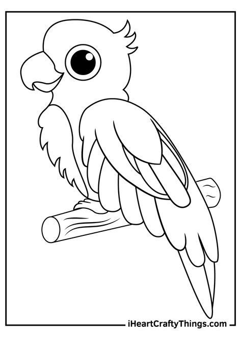 Parrot Colouring Pages, Parrot Clipart Black And White, Color Pencil Drawing Easy Cute Cartoon, Macaw Coloring Page, Parrot Outline Drawing, Bird Coloring Sheets, Parrot Activities For Kids, Picture For Coloring For Kids, Coloring Animals For Kids