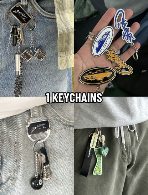 Keychain Aesthetic, Oversize Outfit, Guy Fits, Carabiner Keychain, Aesthetic Outfits Men, Aesthetic Streetwear, Baggy Style, Key Accessories, Aesthetic Words