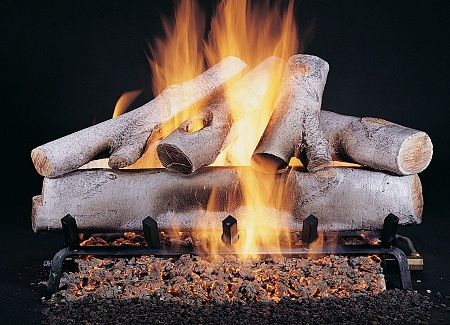 White Birch Fire Log Set 18'' Stainless Steel Fireplace, Gas Log Sets, Birch Logs, Double Sided Fireplace, Gas Fireplace Logs, Log Fires, Traditional Fireplace, Gas Logs, Wood Logs