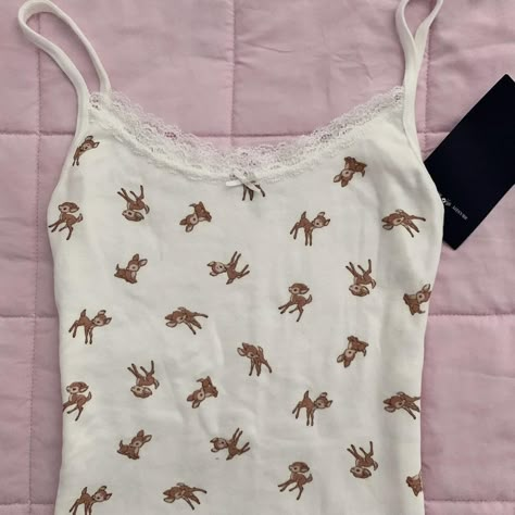 Brandy Melville Bambi deer tank top🤎 New with... - Depop Bambi Clothes, Bambi Shirt, Cheetah Top, Wardrobe Revamp, Twin Platform Bed, Sleepy Time, Thrift Inspo, Coquette Y2k, Vintage Preppy