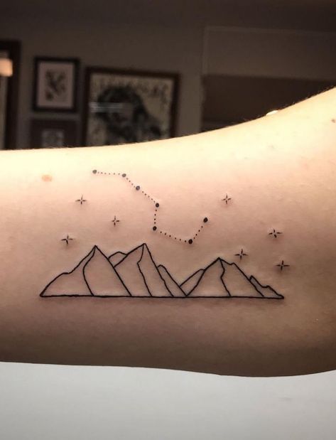 Little Dipper Tattoo, Big Dipper Tattoo, Dipper Tattoo, Canada Tattoo, Iron Man Tattoo, Big Dipper, Cute Tattoos For Women, Mountain Tattoo, Memorial Tattoos