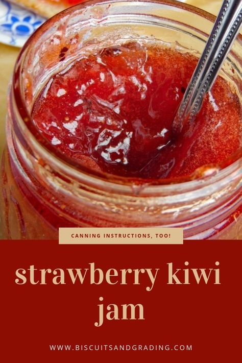 Kiwi Jam Canning, Strawberry Kiwi Jam, Recipes Using Kiwi, Kiwi Jam Recipe, Kiwi Jelly, Canning Instructions, Kiwi Jam, Tart Strawberry, Jam Canning