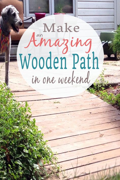 How to Make a Wood Walkway | Easy Boardwalk Tutorial for DIYers Pallet Walkway, Wood Pathway, Wooden Pathway, Gravel Walkway, Wood Walkway, Wood Path, Stepping Stone Paths, Wooden Path, Walkway Landscaping