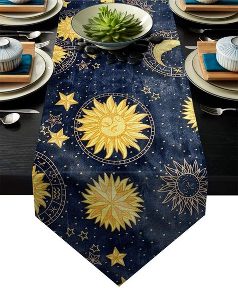 Moon Wedding Theme, Moon Baby Shower Theme, Celestial Wedding Theme, Linen Table Runners, Sky Wedding, Star Birthday Party, Prom Themes, Sun Moon And Stars, Moon Baby Shower