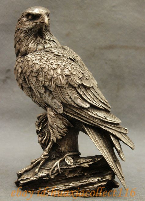 9" Chinese Fengshui Silver Carving Hawk Eagle King Birds Animal Statue Sculpture Medicine copper Decoration real Brass-in Statues & Sculptures from Home & Garden on Aliexpress.com | Alibaba Group Art Sculpture En Bois, Copper Decoration, Dekoratívne Vence, Hawk Eagle, Eagle Statue, Copper Decor, Bird Carving, Bird Figure, Dragon Statue