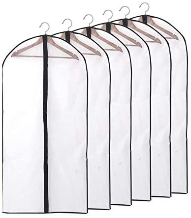 Niviy Dustproof, Waterproof, Moth-Proof, Moisture-Proof Clothes Covers, Black, 60x140cm(23.6" x55"), Pack of 6 : Amazon.co.uk: Home & Kitchen Suit Storage, Transparent Clothing, Winter Coat Dress, Garment Cover, Suit Bag, Transparent Bag, Suit Dress, Wardrobe Storage, Dress Jacket