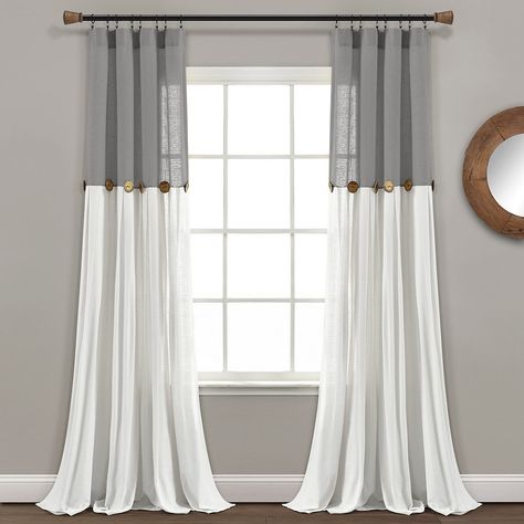 Lush Decor Linen Button Window Curtain Panel | Kohls Grey And White Curtains, Living Room Decor Curtains, Farmhouse Windows, Farmhouse Curtains, Lush Decor, Chic Spaces, Curtains Living, White Curtains, Curtain Designs