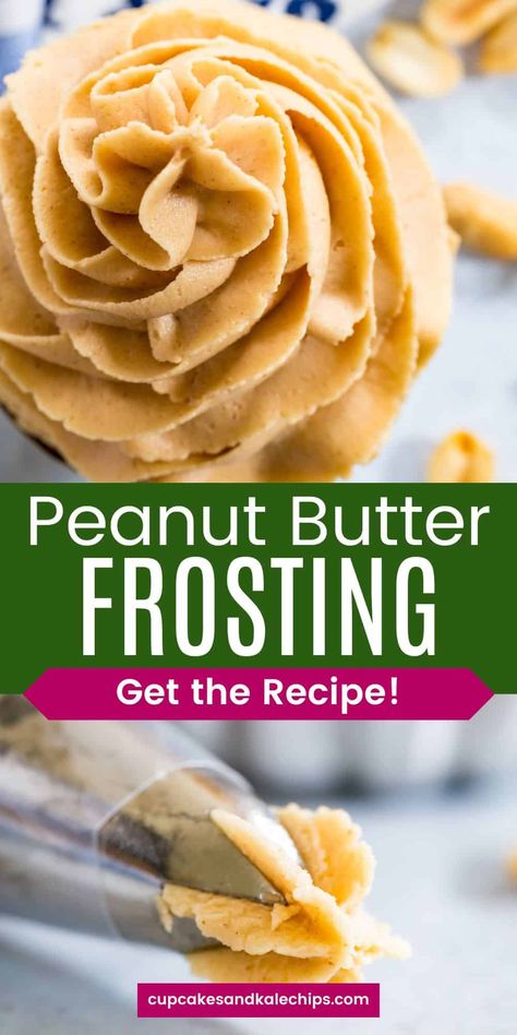 Calling all peanut butter lovers! This dreamy Fluffy Peanut Butter Frosting is the ultimate topping for cakes, cupcakes, and brownies. Just a few simple ingredients, and you're in peanut butter paradise. Peanut Butter Frosting Easy, Homemade Peanut Butter Frosting, Fluffy Peanut Butter Frosting, Gluten Free Cupcakes Vanilla, Peanut Butter Frosting Recipe, Chocolate Chip Cookie Cups, Easy Gluten Free Desserts, Gluten Free Peanut Butter, Homemade Frosting