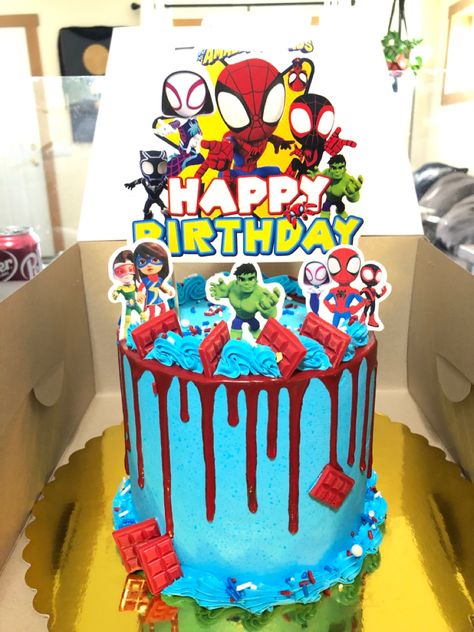 Spidey And Friends Cake, Spidey And His Amazing Friends Cake, Spidey Birthday, Friends Birthday Cake, Spidey And His Amazing Friends, Friends Cake, Amazing Friends, Ideas Para Fiestas, Amazing Spider