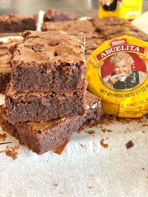 Abuelita Hot Chocolate Brownies, Mexican Hot Chocolate Pie, Mexican Hot Chocolate Dessert, Mexican Hot Chocolate Dessert Recipes, Abuelita Chocolate Cookies, Abuelita Chocolate Cake, Chocolate Abuelita Cookies, Mexican Hot Chocolate Cookies Abuelita, Abuelita Brownies