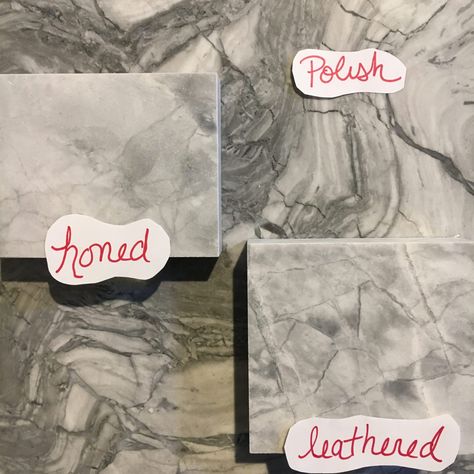 Honed vs Polished vs Leathered Finishes - Metropolitan Cabinets Leathered Countertops, Honed Quartz Countertops, Quartzite Kitchen Countertops, Honed Granite Countertops, Leathered Granite Countertops, Granite Polish, Master Bath Tile, Leather Granite, White Granite Countertops