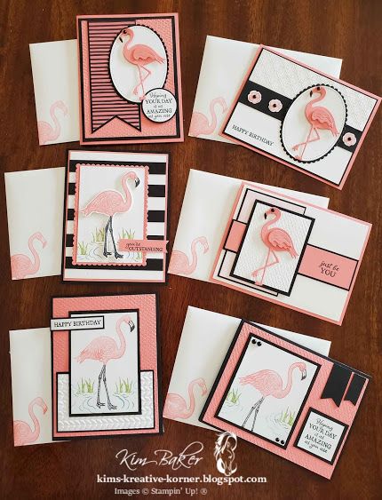 Tropical Cards, Homemade Birthday Cards, Flamingo Birthday, Hand Made Greeting Cards, Making Greeting Cards, Beautiful Handmade Cards, Bird Cards, Stamping Up Cards, Card Making Inspiration