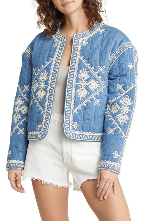 Treasure & Bond Soutache Embroidered Quilted Cotton Jacket available at #Nordstrom