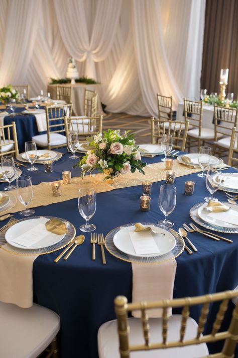 Navy Pink Table Setting, Navy And Marigold Wedding, Navy And Gold Wedding Table Decor, Navy And Gold Beach Wedding, Navy Blue And Gold Wedding Backdrop, Navy And Gold Gala Decor, Navy Blue And Gold Party Decor, Navy Blue And Champagne Wedding Colors Wedding Ceremony Decor, Dark Blue And Gold Wedding Theme