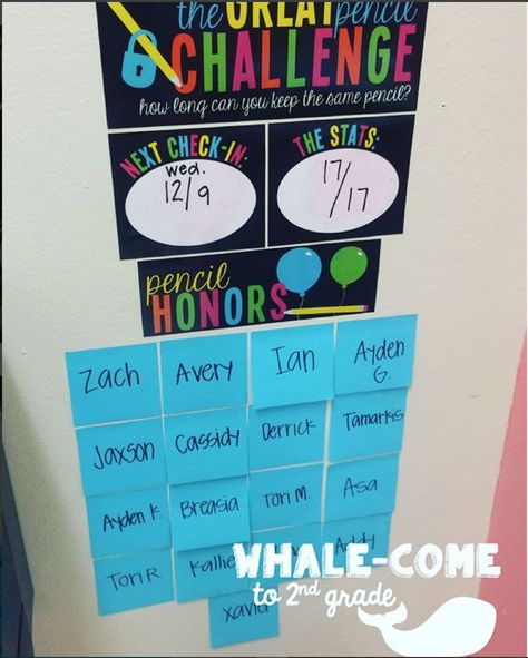 Whalecome to 2nd Grade: Does The Great Pencil Challenge Work? Great Pencil Challenge, Pencil Challenge Classroom, Student Supply Organization, Pencil Management, Pencil Challenge, Classroom Corner, School Procedures, Organized Teacher, French Ideas