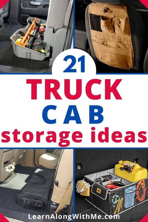 Truck Cab Storage Ideas, Truck Bed Storage Ideas, Ram Trucks Lifted, Truck Accessories Diy, Vehicle Organization, Work Truck Organization, Dodge Ram 1500 Accessories, Bed Storage Ideas, Work Truck Storage