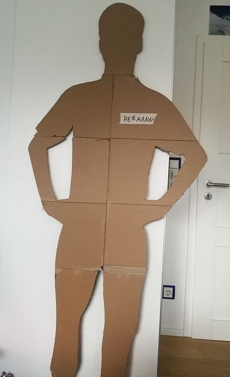 Scaring People With a Cardboard Cutout of Myself : 5 Steps - Instructables Cardboard Cut Outs Life-size, Cardboard Person, Cardboard Cutouts Diy, Person Cut Out, Cardboard People, Cardboard Art Sculpture, Cardboard Props, Stone Game, Scaring People