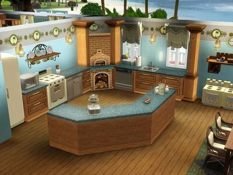 Sims 3 Houses Ideas, Sims 4 Houses Layout, Sims Freeplay Houses, Sims Inspiration, Sims 4 Kitchen, Sims Free Play, Sims Builds, Sims 4 House Plans, Sims 4 House Building