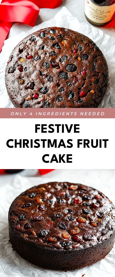 Image for Festive Christmas Fruit Cake Easy Xmas Cake Recipe, English Fruit Cake Christmas, Glazed Fruit Cake, Dark Fruit Cake Recipe Christmas, Easy Christmas Fruit Cake, Victorian Christmas Desserts, Chocolate Fruit Cake Recipe, Xmas Fruit Cake, Best Fruitcake Recipe Christmas Cakes