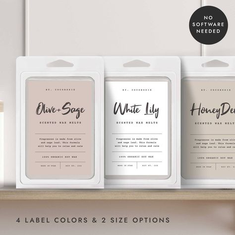 Wax Melts Label Ideas, Wax Melt Logo Ideas, Wax Melt Label Ideas, Wax Melt Designs, Wax Melt Labels, Wax Melts Packaging Ideas, Wax Melt Packaging, Wax Melts Packaging, Candle Packaging Design