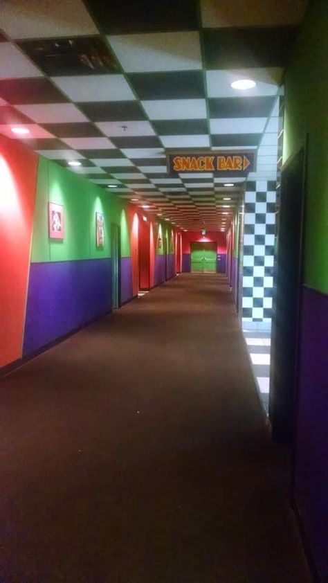 Rainbow Liminal Space, Liminal Space Colorful, Liminal Movie Theater, 80s Liminal Space, Liminal Arcade, Funhouse Aesthetic, Fnaf Aesthetic, Dreams Core Aesthetic, Weird Core