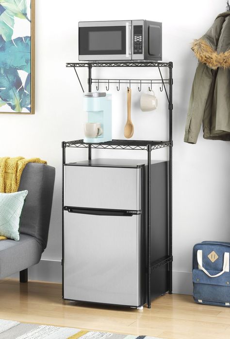 Fingerhut - Whitmor Supreme Over-the-Mini-Fridge Shelf Fridge Shelf, Dorm Fridge, College Dorm Room Inspiration, Wood Shelving Units, Dorm Kitchen, Dorm Storage, Fridge Shelves, Dorm Organization, College Dorm Room Decor