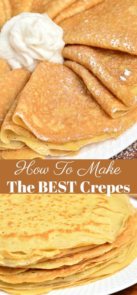 Crepe are delicately soft with a little crunch on the ends. Learn how to make these soft and buttery classic Crepes in no time and a few simple ingredients. #crepes #breakfast #dessert #crepesrecipe Best Crepes, Breakfast Crepes, How To Make Crepe, Crepe Recipes, Pancakes And Waffles, Breakfast Brunch Recipes, Breakfast Dessert, Chef Recipes, Easy Breakfast