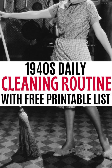 Daily Cleaning Schedule from the 1940s - Retro Housewife Goes Green 1950s Housewife Routine, Large Window Treatments, Free Printable Cleaning Schedule, Daily Cleaning Schedule, School Clean, Homemaker Schedule, Printable Schedule, Cleaning Schedule Printable, Domestic Cleaning