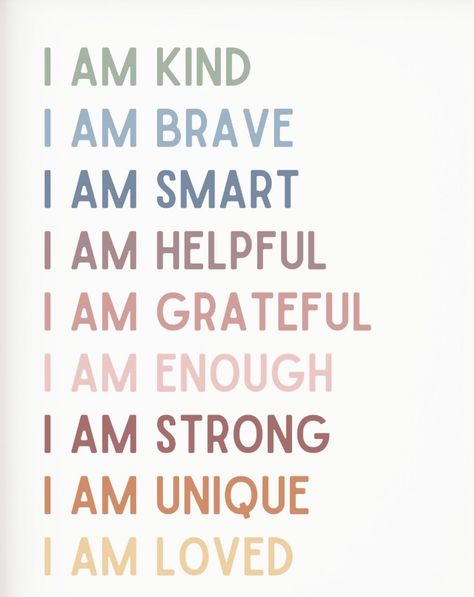 Kid Vision Board Pictures, I Am Brave Quotes, I Am Kind I Am Smart I Am Important, Spirit Quotes Motivation, Classroom Affirmations For Kids, Classroom Affirmations, Journal Bible Quotes, I Am Brave, Affirmation Board