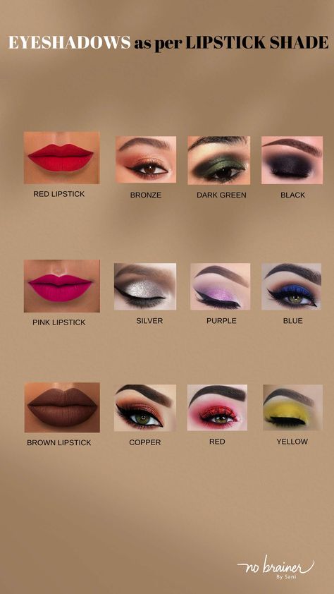 Eyeshadow And Lipstick Combination, Eyeshadow As Lipstick, Makeup Combinations, Scorpio Makeup, Lipstick Outfit, Haldi Makeup, Makeup Routine Guide, Basic Eye Makeup, Eyeshadow Guide