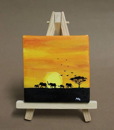 World Elephant Day August 12th Here's my first mini canvas painting of my favorite scene from Lion King! India formally adopted this day… World Elephant Day, Mini Toile, Small Canvas Paintings, Cute Canvas Paintings, Canvas Drawings, Easy Canvas Painting, Canvas Painting Diy, Small Canvas Art, Arte Inspo