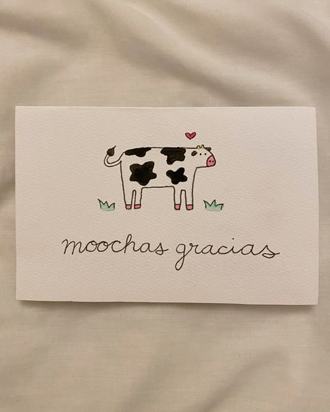 Thank You Cards Drawings, Puns In Spanish, Thank You Card Doodles, Spanish Paintings Easy, Thank You Doodle Card, Cute Thank You Drawing, Thank You Card Ideas Aesthetic, Note Card Drawings, Diy Card Thank You