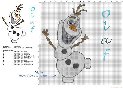 Disney Olaf snowman free cross stitch pattern big size about 150 stitches Frozen Cross Stitch, Stitch Things, Frozen Snowman, Olaf Snowman, Character Disney, Free Cross Stitch Pattern, Disney Olaf, Free Cross Stitch Patterns, Patterns Simple