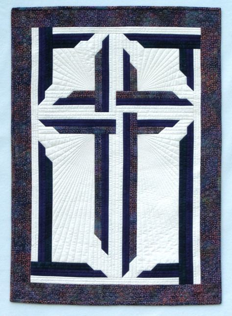 Wondrous Cross quilted wall hanging pattern by In The Doghouse Designs Quilted Wall Hangings Patterns, Stained Glass Quilt, Cross Quilt, Quilted Wall Hanging, Prayer For Peace, Quilt Block Patterns Free, Log Cabin Quilts, Church Banners, Quilt Block Pattern