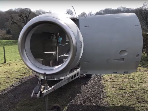 Man Transformed a Jet Engine Into Camper Trailer for Family Road Trips Airplane House, Eco Technology, Small Camper Trailers, Teardrop Caravan, Campervan Bed, Vintage Camper Interior, Olympic National Forest, Adventure Trailers, Home Improvement Tv Show