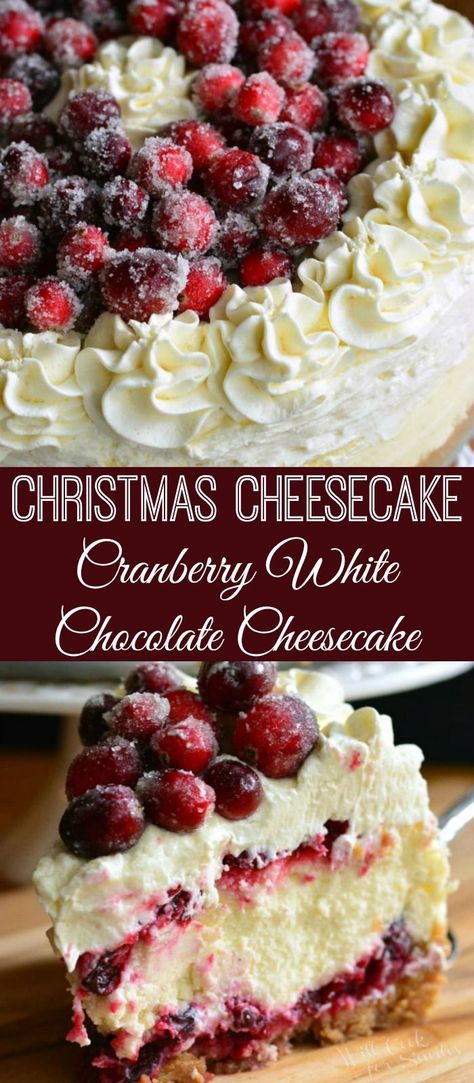 Christmas Cheesecake, Cranberry White Chocolate Cheesecake, Cheesecake Cranberry, Chocolate Mousse Cheesecake, Mousse Cheesecake, Cranberry White Chocolate, Vanilla Bean Cheesecake, Cranberry Jam, Cheesecake Dessert