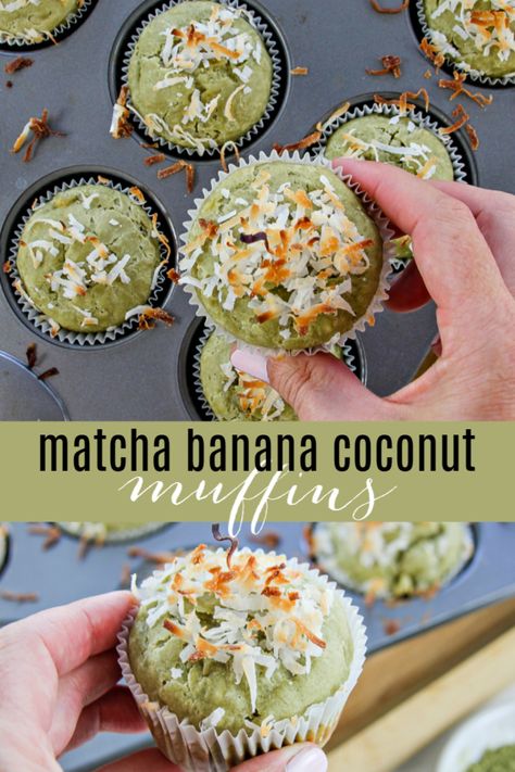 Vegan Matcha Recipes, Matcha Recipe Healthy, Coconut Muffin Recipes, Matcha Muffins, Banana Coconut Muffins, Matcha Baking, Breakfast Baking, Matcha Recipes, Coconut Muffins