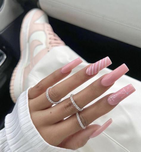 Pink White Nails, Nails Trend, Long Acrylic Nail Designs, French Acrylic Nails, Christmas Nails Acrylic, Nails Only, Summer Acrylic Nails, Pink Acrylic Nails, Square Acrylic Nails