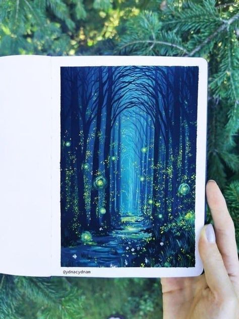 Enchanted Forest Painting, Canvas For Beginners, Posca Art, Gouache Art, Forest Painting, Arte Inspo, Arte Sketchbook, Nature Art Painting, Amazing Art Painting