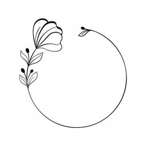 Flower Wreath Svg, Circle Svg, Svg Monogram, Floral Circle, Wreath Svg, Wreath Drawing, Flower Drawing Design, Circle Frame, Floral Drawing